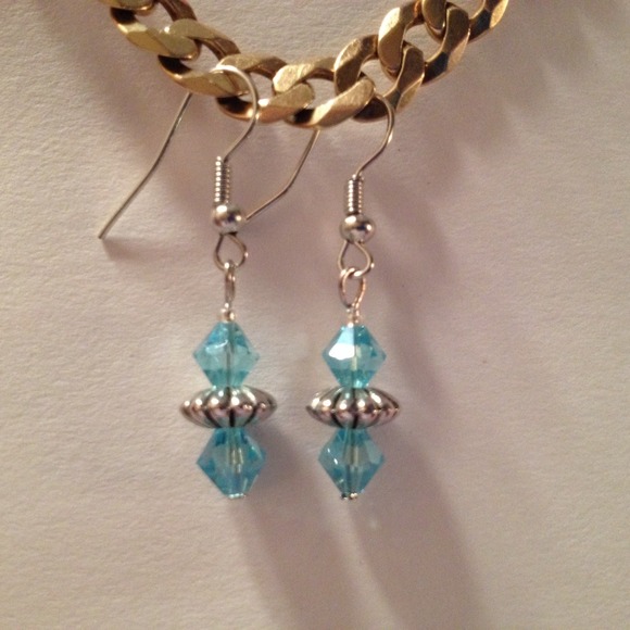 Turquoise Glass Bead Earrings by Dawn - Picture 1 of 1