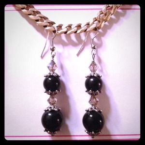 Black & Smoked Glass Bead Earring by Dawn