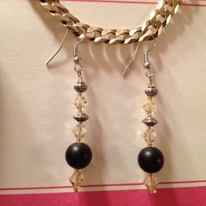 Black & Gold Dangle Earrings by Dawn