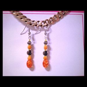 Orange Glass Bead Earrings by Dawn