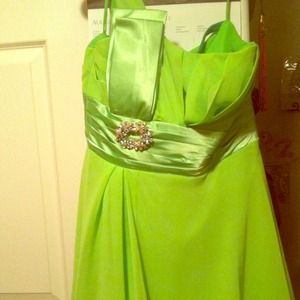 Neon green, Knee length dress with corset tie