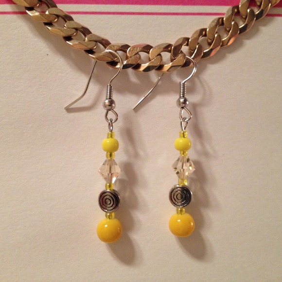 Yellow Glass Bead Earrings by Dawn - Picture 1 of 1