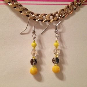 Yellow Glass Bead Earrings by Dawn