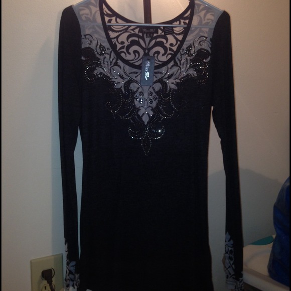 "Miss Me"Medium top grey with embellished jewels