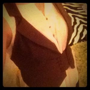 Double-Breasted Chocolate Halter Vest