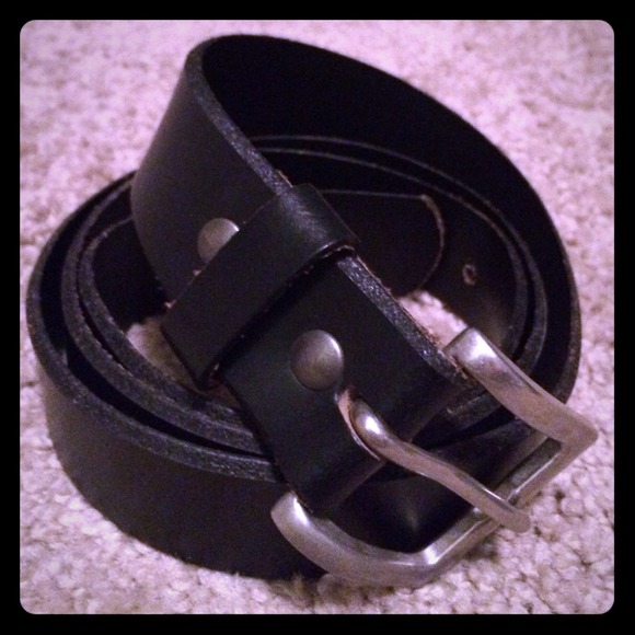 Black leather belt.