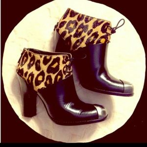 Boutique 9 leopard print and cap toe booties