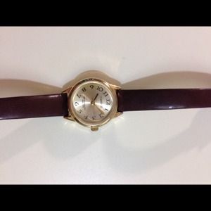 Brown and gold watch