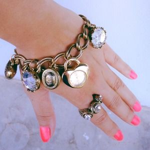 NY&C antique gold charm bracelet...