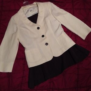 Jones New York cream and brown skirt suit