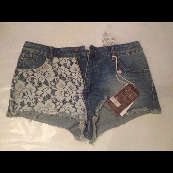 Zara denim shorts with lace!