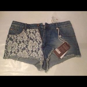 Zara denim shorts with lace!
