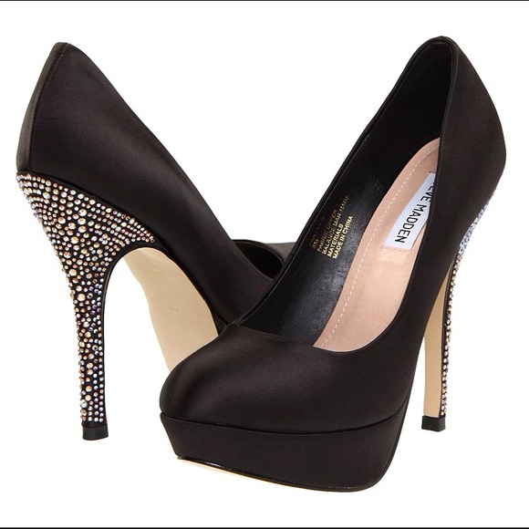 Steve Madden Shoes - Steve Madden Partyy-R Black Satin Platform Pumps