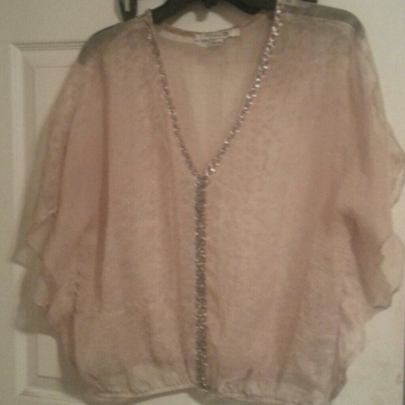 Leopard see.through top with purple beads