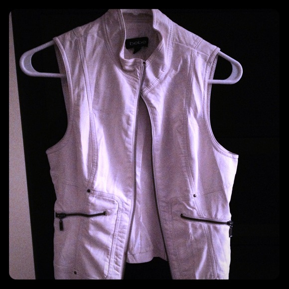 Bebe white leather vest!!