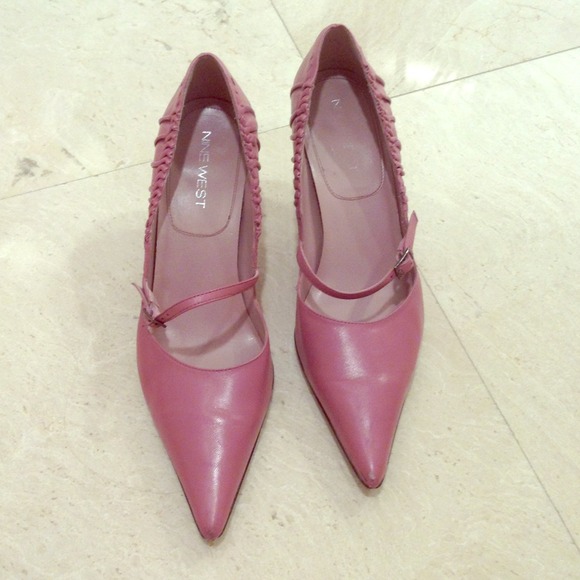 Pink leather heels
