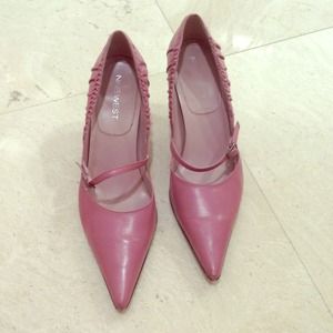Pink leather heels