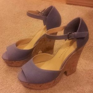 Lauren Conrad cork wedge peep-toe sandals