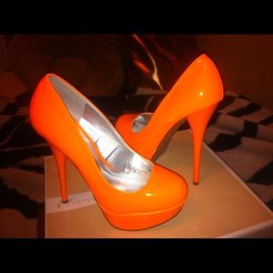 Neon orange heels
