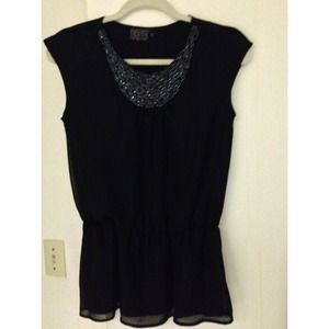 Price reduced✅✅Beaded peplum black top