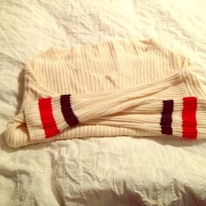 Brandy Melville cream sweater + blue & red stripe