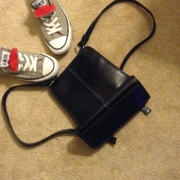 Genuine leather small black backpack