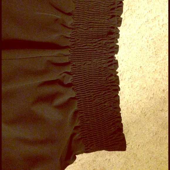 Smock Waist Black Palazzo Pants