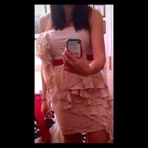 Pink raffled silk dress🎀👛👠🌂💄