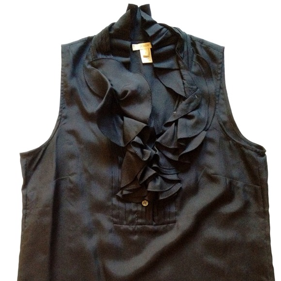 (Bundled😊)) jcrew  Black Ruffle Top - Picture 3 of 3