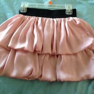 High waisted pink mini skirt