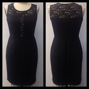 Black dress with a front lace detail
