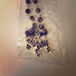 Black and silver zebra necklace
