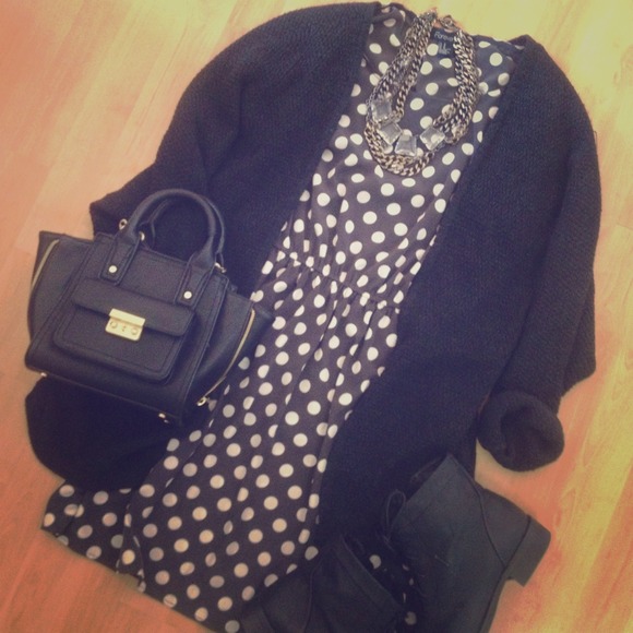 Charcoal polka dot dress
