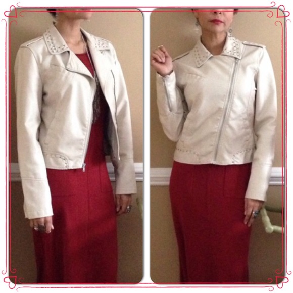 Kenneth Cole Vegan Leather Studs Motorcycle Jacket - Picture 2 of 3