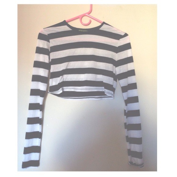 UO Black and White Striped Crop Top