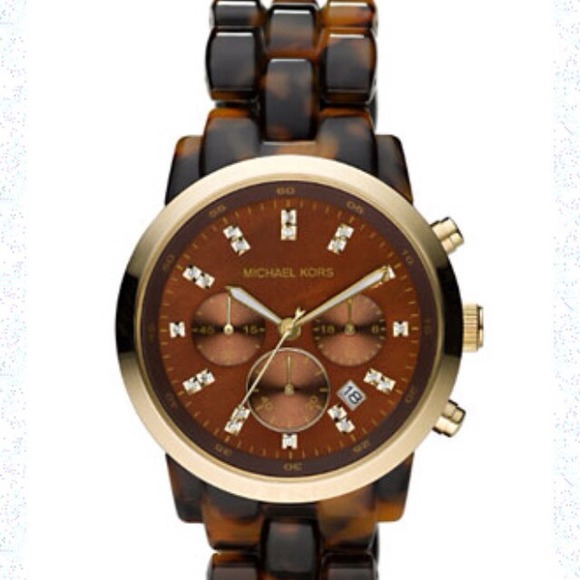 Michael Kors- tortoise color watch w/ gold