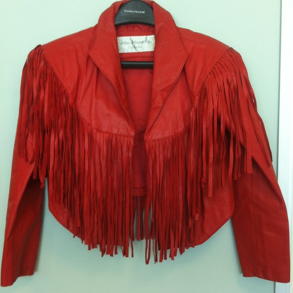 Red leather fringed jacket