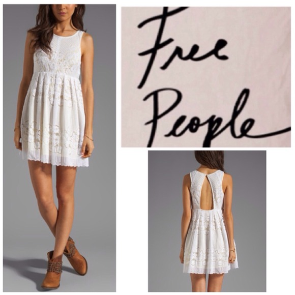 Free People Dresses & Skirts - Free People White/Yellow Lace Dress.  NWT.