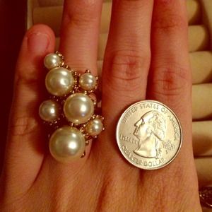 Clustered faux pearl ring