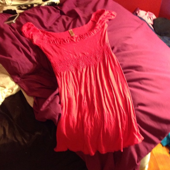 Pink over the shoulder shirt