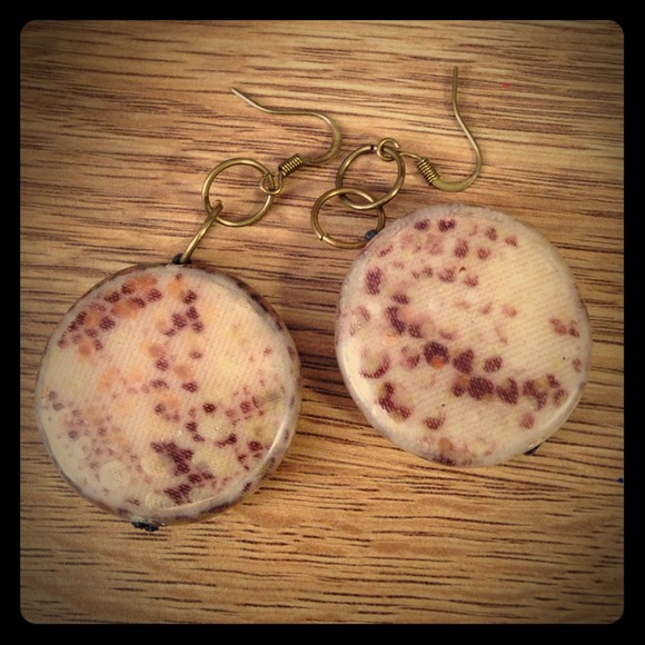 Neutral colored dangly earrings