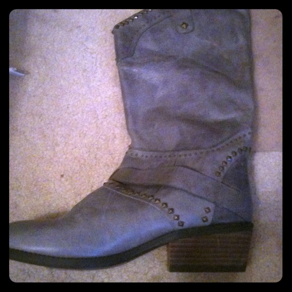 Grey studded boots