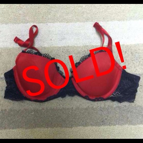 SOLD! Red Bra with Black Lace