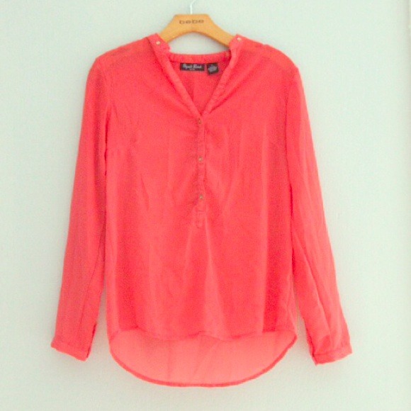 Sheer coral, long-sleeved shirt