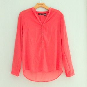 Sheer coral, long-sleeved shirt