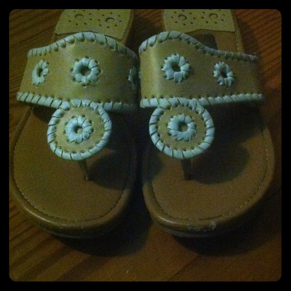 Tan and white jack rogers