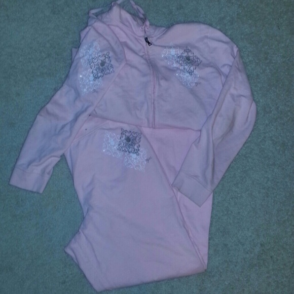 Pink track suite & red BCBG velour pants