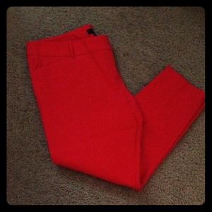 Bright red skinny pants