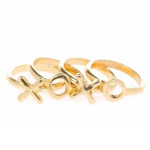 Gold Top Finger Ring Set Hugs & Kisses
