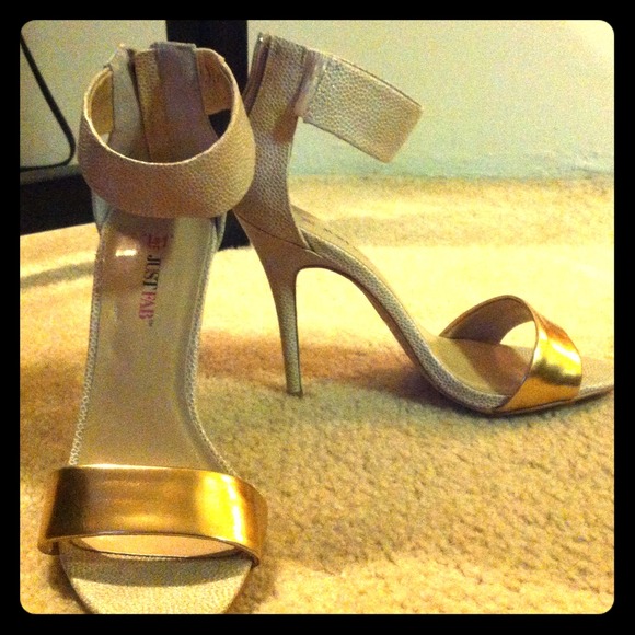 JustFab Shoes - Tan/nude and gold heels from JustFab!